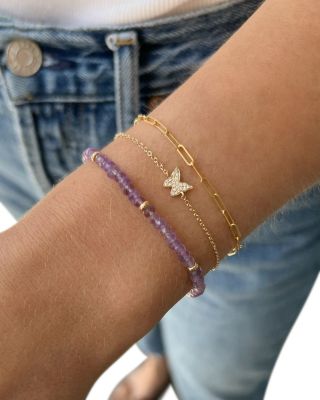 14K Yellow Gold Diamond Butterfly Bracelet