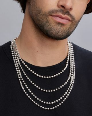 Men's 18K Yellow Gold & Sterling Silver Anthem Ball Chain Link Station Necklace, 20" - Exclusive