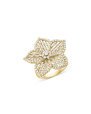 Diamond Flower Statement Ring in 14K Yellow Gold, 1.50 ct. t.w.
