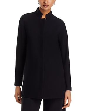 Shop Eileen Fisher Stand Collar Jacket In Black