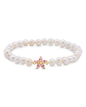 Shop Aqua Cubic Zirconia Pearl Stretch Bracelet - 100% Exclusive In Pink/white
