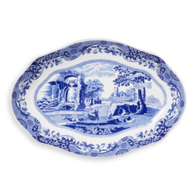 Spode - Blue Italian Oval Fluted Dish