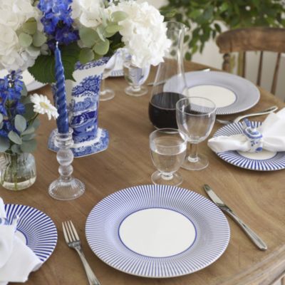 Blue Italian Steccato Dinner Plates, Set of 4