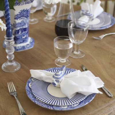 Blue Italian Steccato Salad Plates, Set of 4