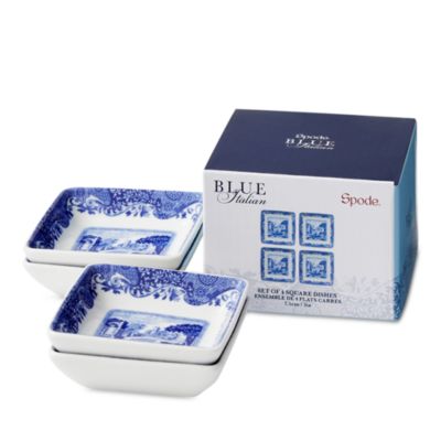 Blue Italian Square Dishes, Set of 4
