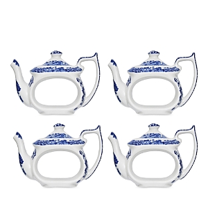 Spode Blue Italian Teapot Napkin Rings - Set of 4