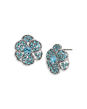 Kurt Geiger Flower Stud Earrings In Blue