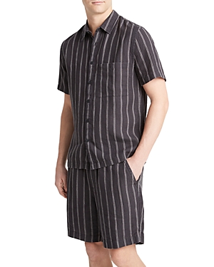 Shop Vince Moonbay Stripe Regular Fit Button Down Shirt In Soft Black