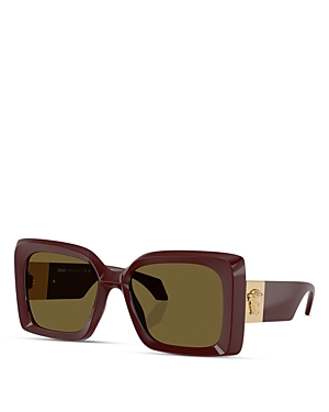Shop Versace Medusa Plaque Square Sunglasses, 54mm In Purple/brown Solid