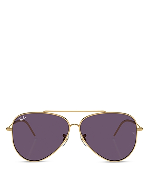 Shop Ray Ban Ray-ban Aviator Reverse Sunglasses, 62mm In Gold/purple Solid
