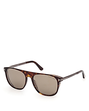 Shop Tom Ford Lionel Square Sunglasses, 55mm In Havana/brown Mirrored Solid