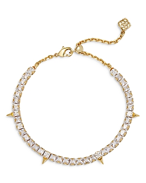 Shop Kendra Scott Jacqueline Spike Tennis Bracelet In Gold White Crystal