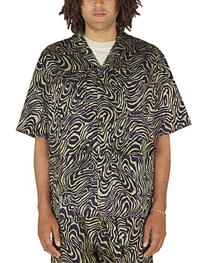 Shop Nicholas Daley Aloha Zebra Swirl Regular Fit Button Down Camp Shirt