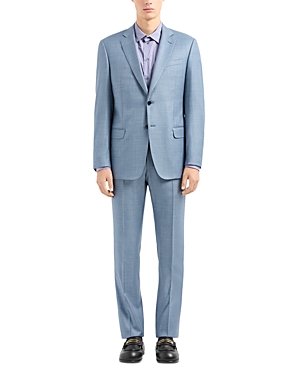 Emporio Armani Wool Suit In Solid Light Blue