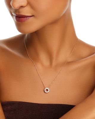 Diamond Circle Pendant Necklace in 14K Yellow Gold, 0.65 tcw