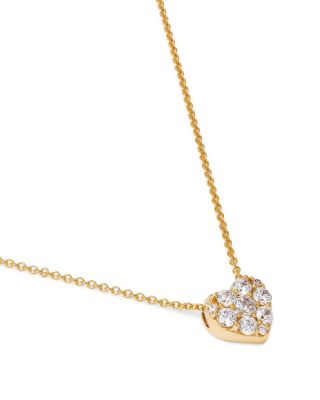 Diamond Heart Pendant Necklace in 14K Yellow Gold, 0.50 tcw