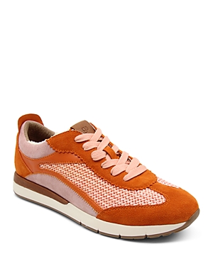 Shop Gentle Souls By Kenneth Cole Women's Juno Lace Up Low Top Sneakers In Orange Leather