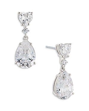 Shop Nadri Cora Pear Cut Double Drop Earrings In Silver