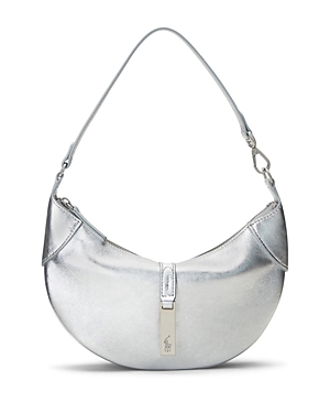 Shop Polo Ralph Lauren Polo Id Metallic Mini Shoulder Bag In Silver