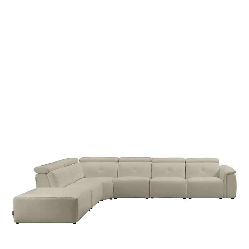 Chateau D'ax Nuvola 6 Piece Power Leather Sectional Sofa In Light Gray