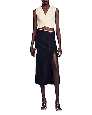 Sandro Olariane Rhinestone Embellished Pencil Midi Skirt