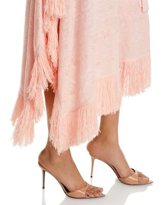 Fringe Trim Midi Wrap Dress