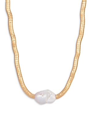 Shop Ettika Ettica Freshwater Baroque Pearl Collar Necklace, 15-20 In White/gold