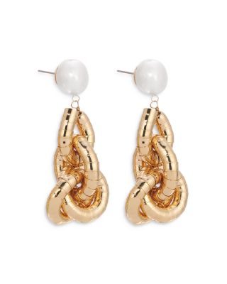 Liquid Link Cultured Freshwater Pearl Drop Earrings in 18K Gold Plated