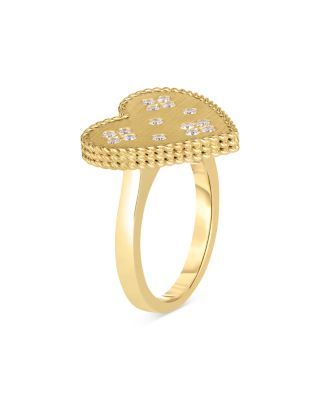 18K Yellow Gold Diamond Venetian Princess Heart Ring