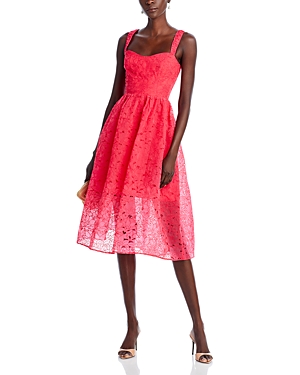 Shop French Connection Sleeveless Lace Midi Dress In Azalea