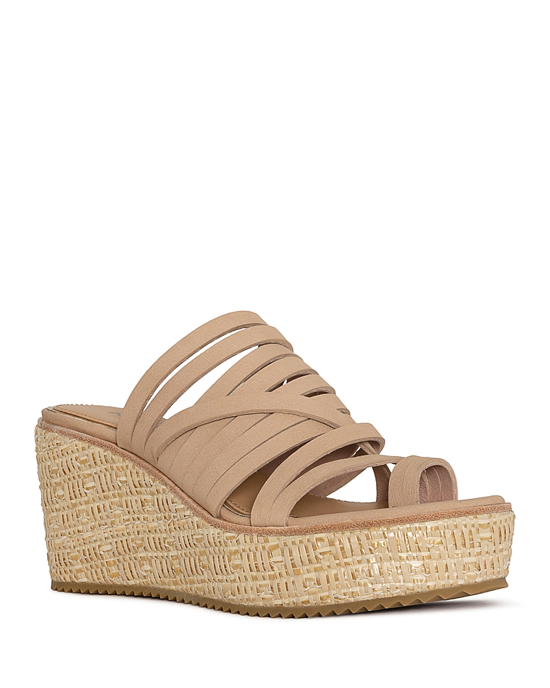 Donald Pliner Women's Leather Toe Loop Wedge Slide Sandals