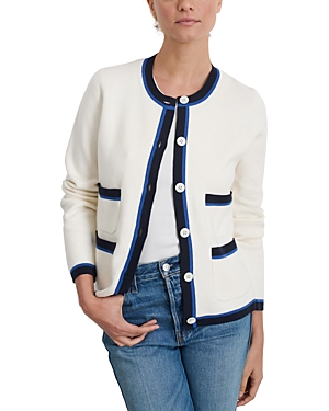 Shop Alex Mill Camille Tipped Cardigan Sweater In Ivory/navy