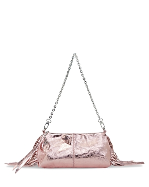 Maje Miss M Metallic Crinkle Leather Pouch In Pink