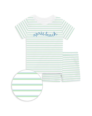 Shop 1212 Unisex Apres Beach Short Sleeve Pajama Set - Little Kid In Mint Stripe