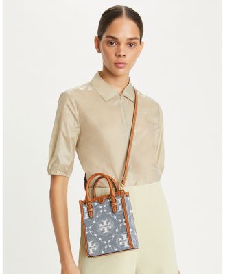 Tory Burch Mini T Monogram Denim Tote | Bloomingdale's