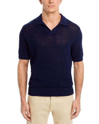 Mesh Short Sleeve Open Collar Polo Sweater