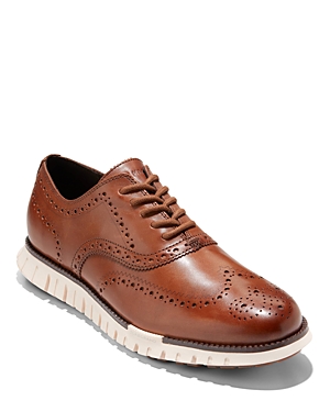 Shop Cole Haan Men's Zerøgrand Remastered Lace Up Wingtip Oxford Dress Shoes In British Tan