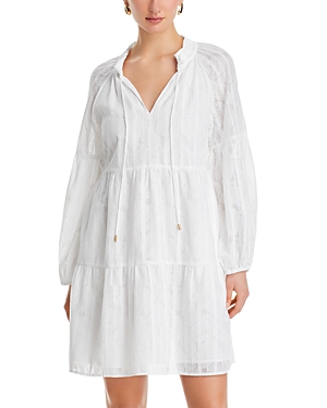 Tommy Bahama Illusion Fronds Tiered Dress In White