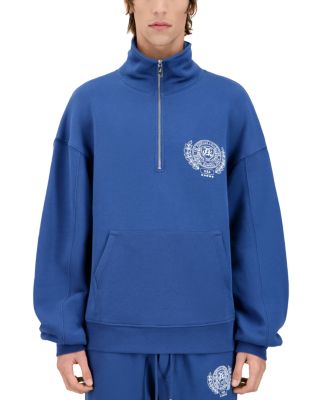 The Kooples Cotton Printed Regular Fit Quarter Zip Stand Collar Sweatshirt