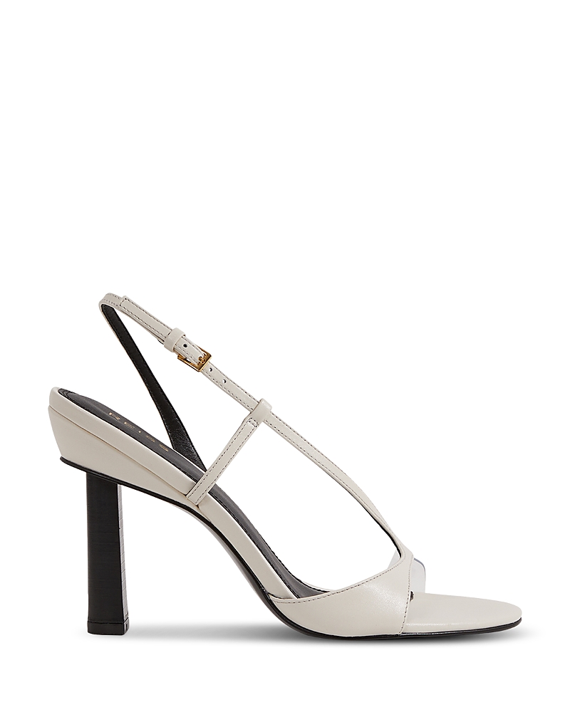 Reiss White Leather Clear Strap Block Heels In White