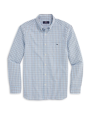 Cotton Blend Poplin Tattersall Check Regular Fit Button Down Shirt