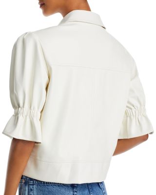Faux Leather Puff Sleeve Jacket