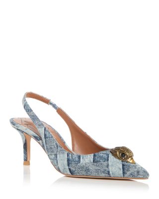 KURT GEIGER LONDON - Women's Belgravia Denim Patchwork Slingback Pumps