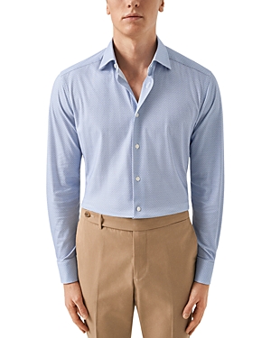 Shop Eton Geometric Print 4flex Stretch Slim Fit Shirt In Light Pastel Blue