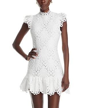 Aqua Mock Neck Lace Shift Dress - 100% Exclusive In White