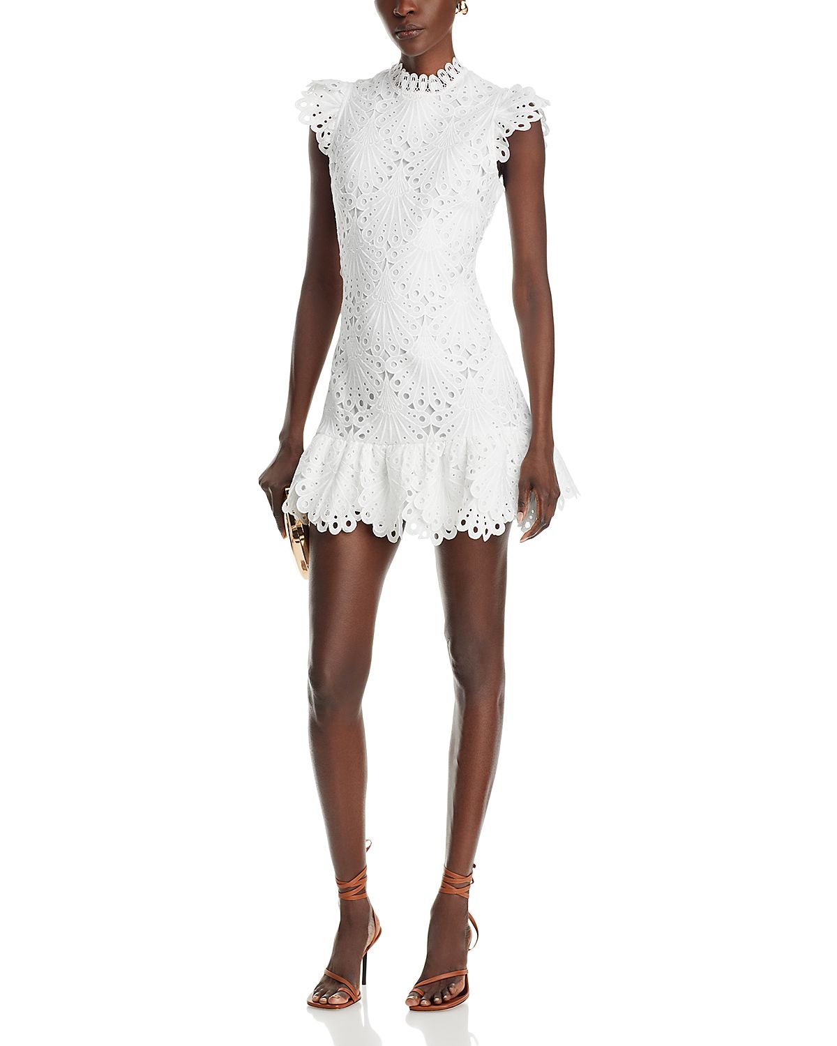 Aqua Mock Neck Lace Shift Dress - Exclusive