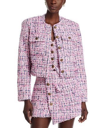 AQUA Tweed Cropped Jacket, Tweed Halter Vest & Tweed Asymmetric Skort ...