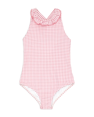 Minnow Girls' Gingham Check Crossover One Piece Swimsuit - Baby, Little Kid, Big Kid
