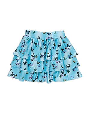 Shop Terez Girls' Butterfly Sky Tiered Skirt - Little Kid, Big Kid In Blue