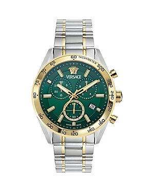 Versace V-code Chronograph, 41mm In Green/silver